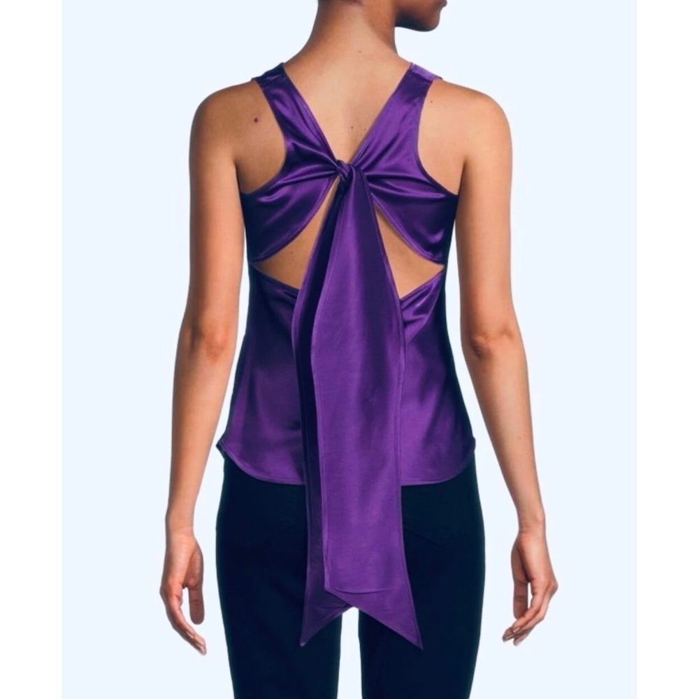 Polo Ralph Lauren Purple Satin Bow Back Sleeveless Top Size 4 NWT Cocktail Party